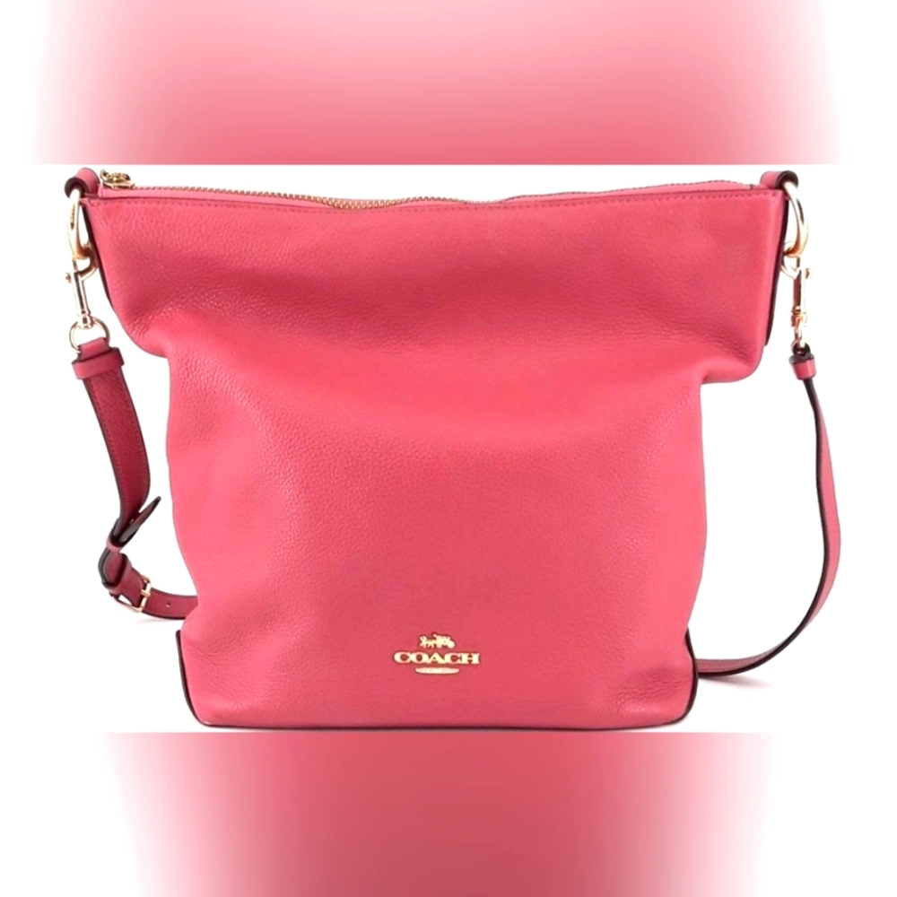 COACH Abby Duffle Pink Pebble Leather Crossbody Shoulder Bag Purse